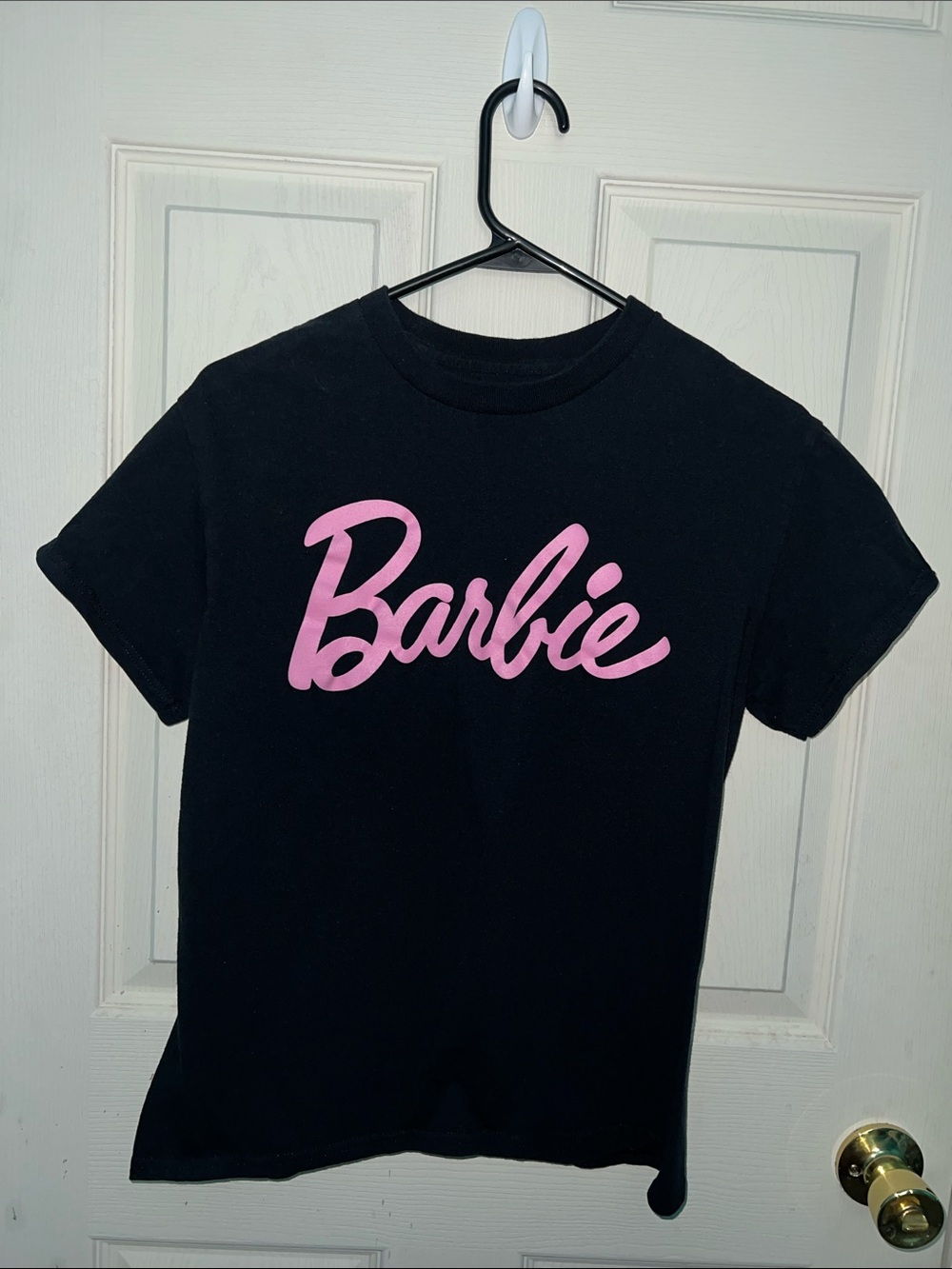 Barbie Black Tee with Pink Logo Script